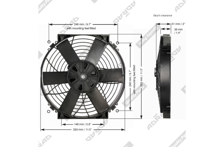 Performance Products 12" Thermatic Fan 12v 847 CFM Universal Electric Fan